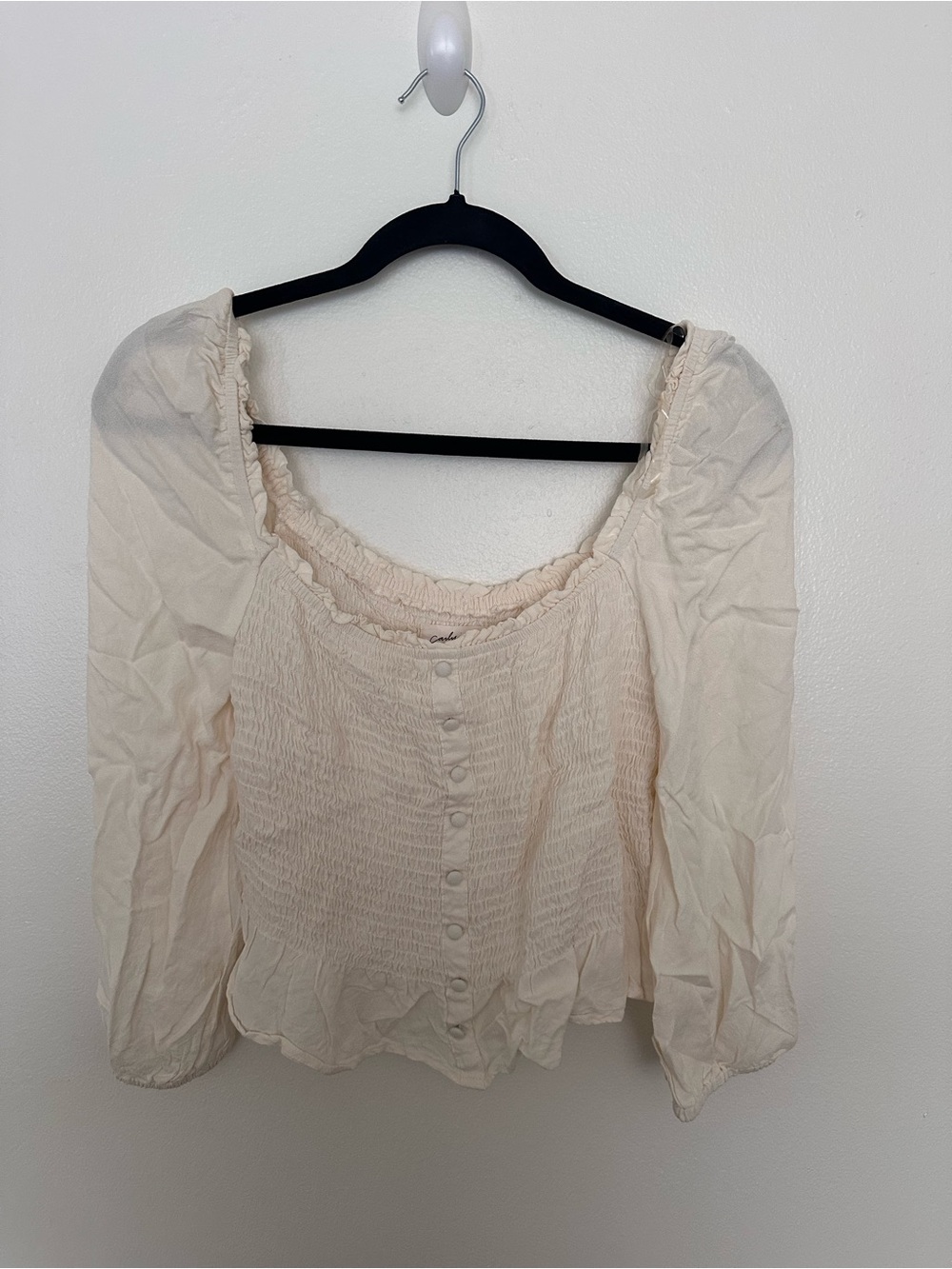 CJLA Women's Cream Smocked Peasant Blouse